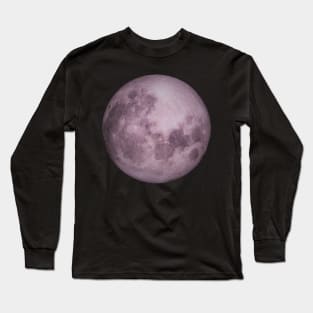 mauve pink purple full moon up close photo NASA Long Sleeve T-Shirt